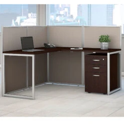 Bush Furniture Easy Office L-Shaped Desk 60" With Mobile File Cabinet - EOD360SMR-03K