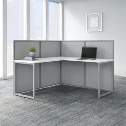 Bush Business Furniture Easy Office 60"W L-Shaped Desk Workstation W 45"H Panels - EOD360WH-03K