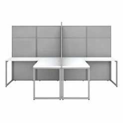 Bush Business Furniture Easy Office 60W 2 Person L Shaped Desk With 66H Cubicle Panel Pure White - EODH560WH-03K
