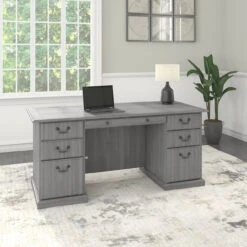 Bush Saratoga Executive Desk With Drawers Modern Gray - EX45866-03K
