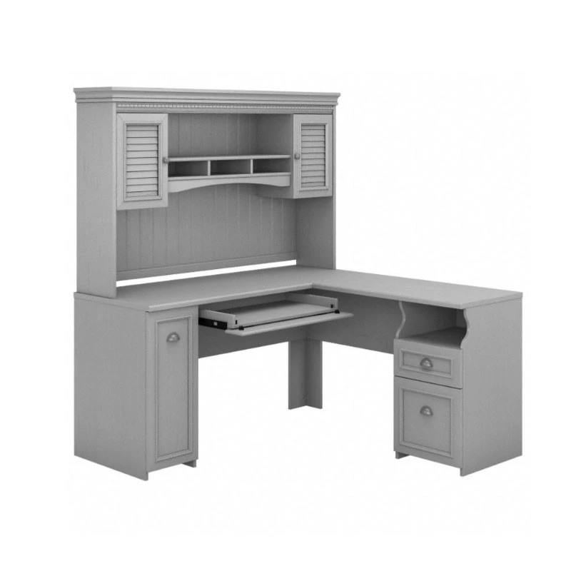 Bush Furniture Fairview 60W L Shaped Desk With Hutch In Cape Cod Gray - FV004CG