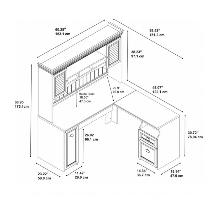 Bush Furniture Fairview 60W L Shaped Desk With Hutch In Cape Cod Gray - FV004CG - Image 3