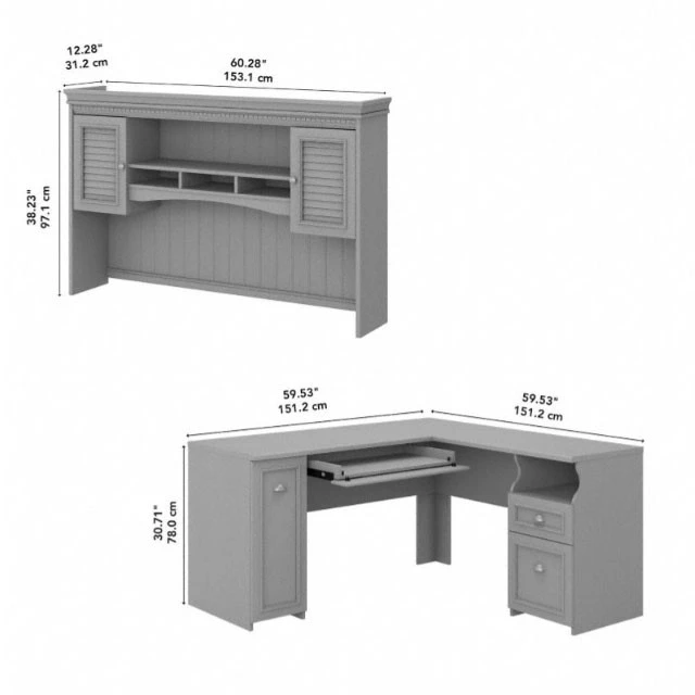 Bush Furniture Fairview 60W L Shaped Desk With Hutch In Cape Cod Gray - FV004CG - Image 9