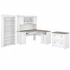 Bush Furniture Fairview L Shaped Desk W Hutch, Bookcase And Lateral File Cabinet Shiplap Gray / Pure White - FV006G2W