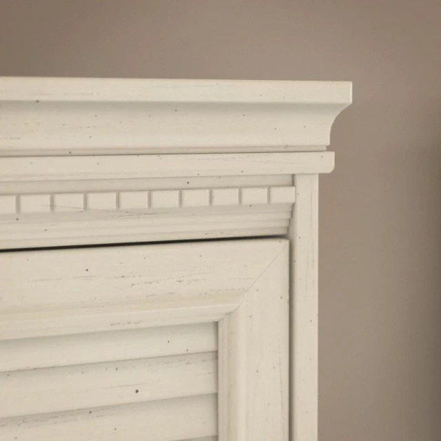 Bush Furniture Fairview 60W L Shaped Desk With Hutch, 5 Shelf Bookcase And Storage In Antique White - FV011AW - Image 4