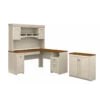 Bush Furniture Fairview L Shaped Desk W Hutch And Storage Cabinet Antique White - FV012AW