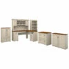 Bush Furniture Fairview 60W L Shaped Desk With Hutch, Bookcase, Storage, And File Cabinets Antique White - FV014AW