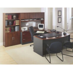 Bush Business Furniture Series C Package Executive U-Shaped Bowfront Desk Hansen Cherry - HCPackageF