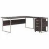 Bush Business Furniture Hybrid 72W X 36D L Shaped Table Desk With 3 Drawer Mobile File Cabinet In Storm Gray - HYB010SGSU