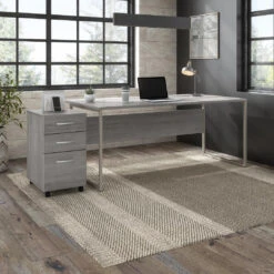 Bush Business Furniture 72W X 36D Computer Table Desk With 3 Drawer Mobile File Cabinet Platinum Gray - HYB033PGSU