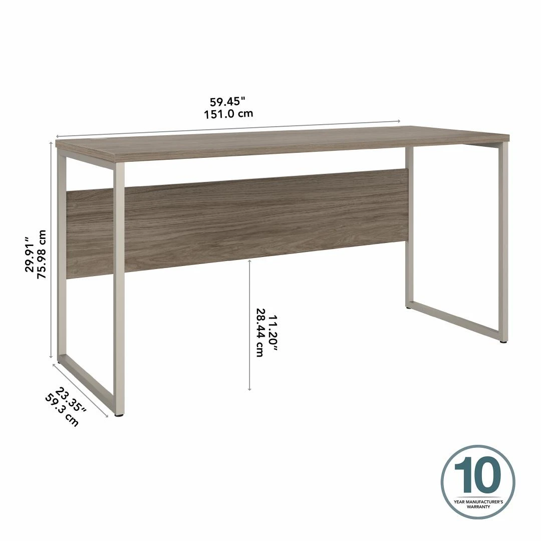 Bush Furniture Hybrid 60W X 24D Computer Table Desk In Modern Hickory - HYD260MH - Image 2