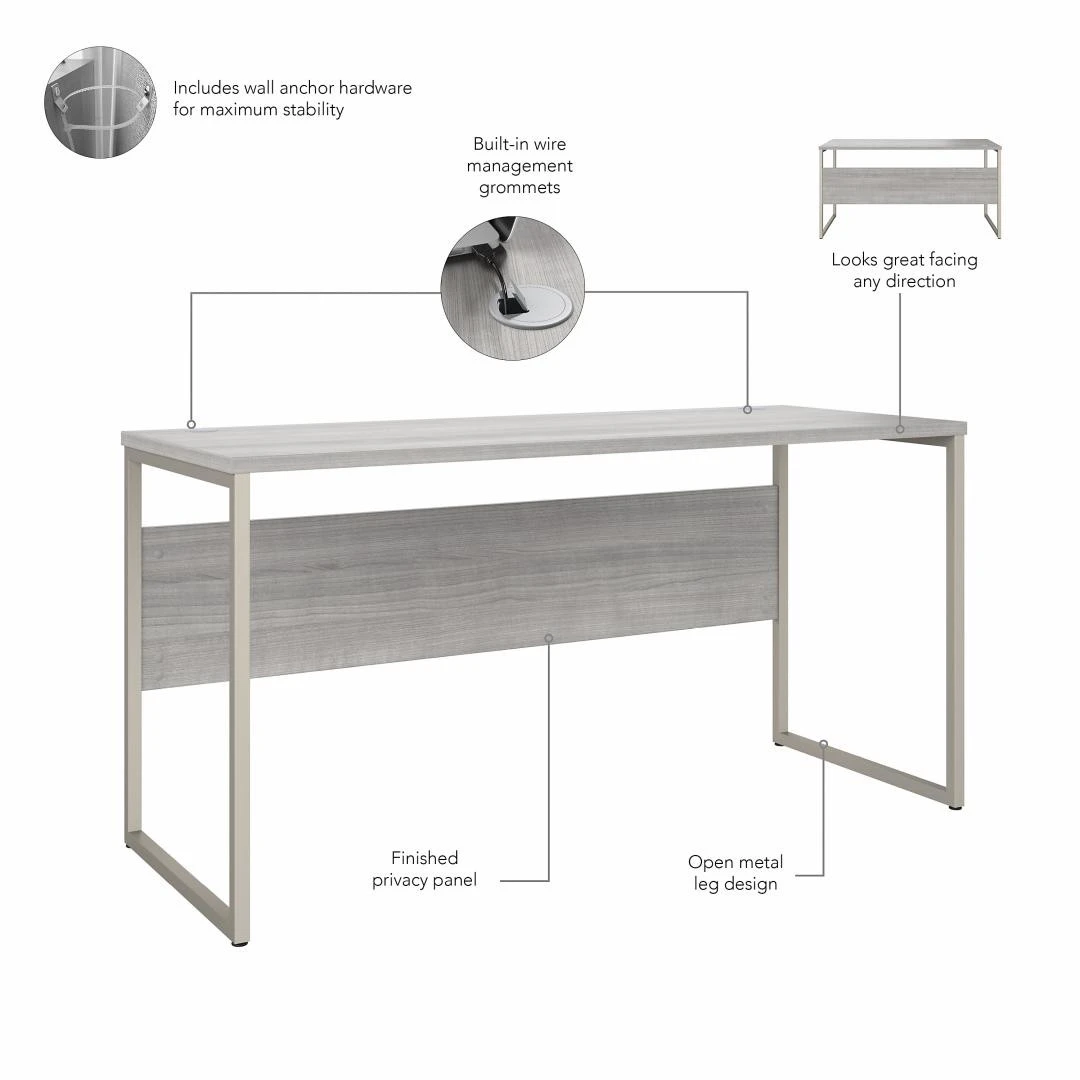 Bush Furniture Hybrid 72W X 30D Computer Table Desk In Platinum Gray - HYD373PG - Image 6