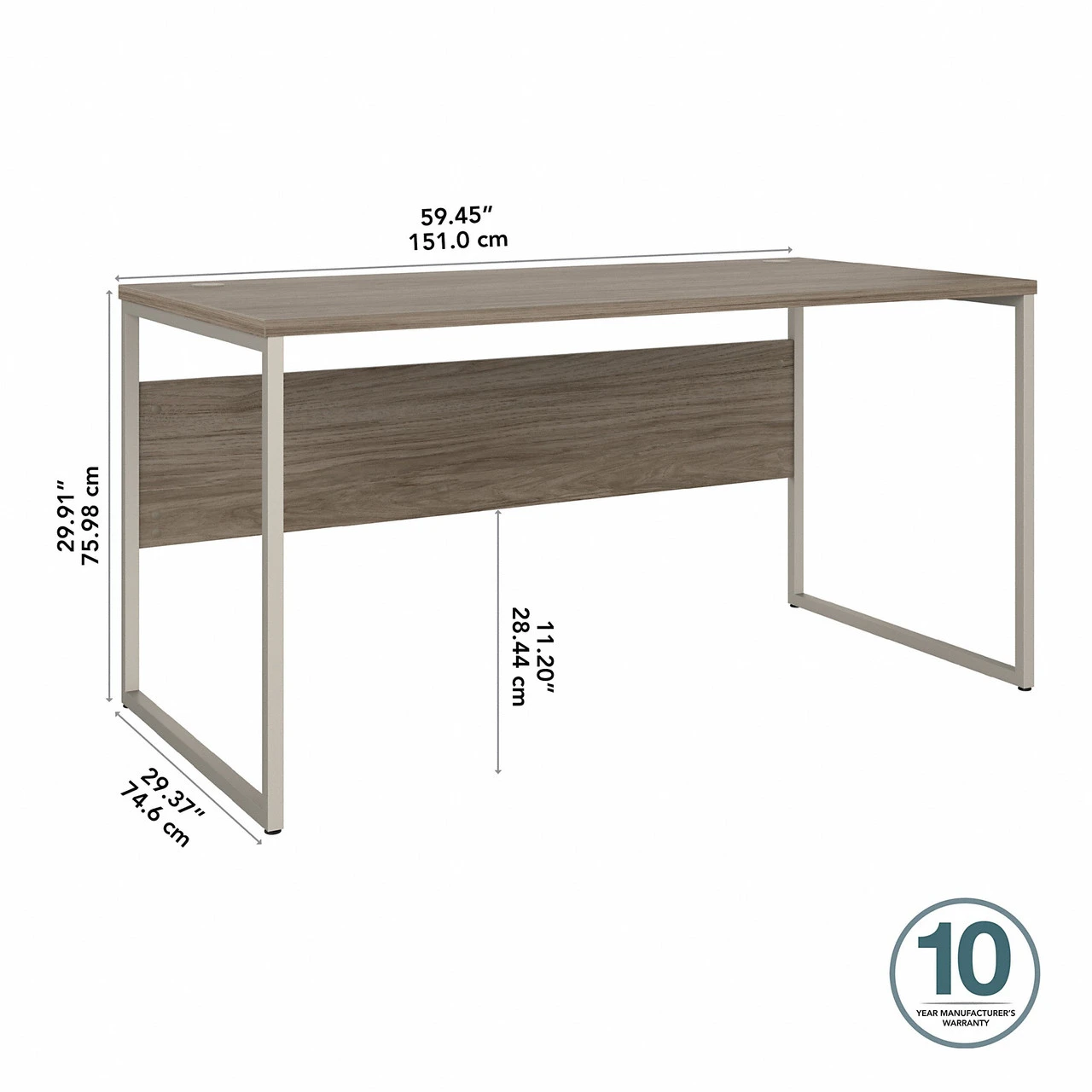 Bush Furniture Hybrid 60W X 30D Computer Table Desk In Modern Hickory - HYD360MH - Image 2