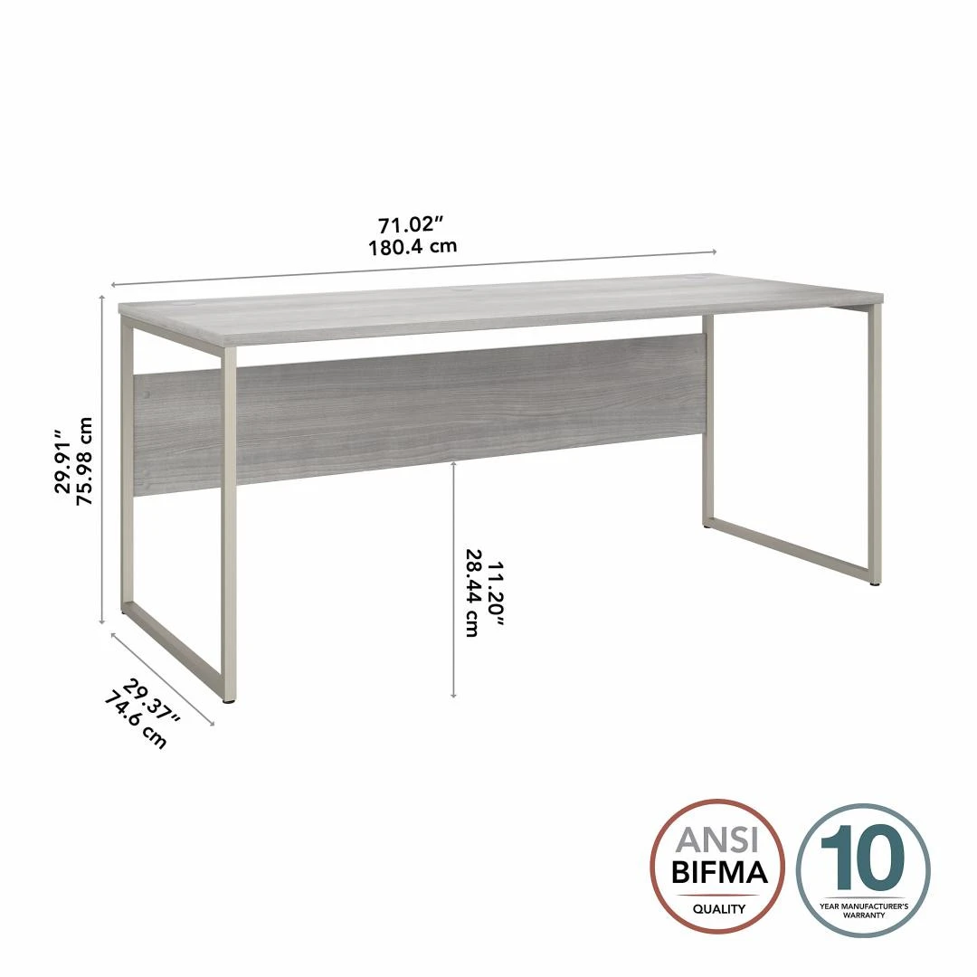 Bush Furniture Hybrid 72W X 30D Computer Table Desk In Platinum Gray - HYD373PG - Image 2