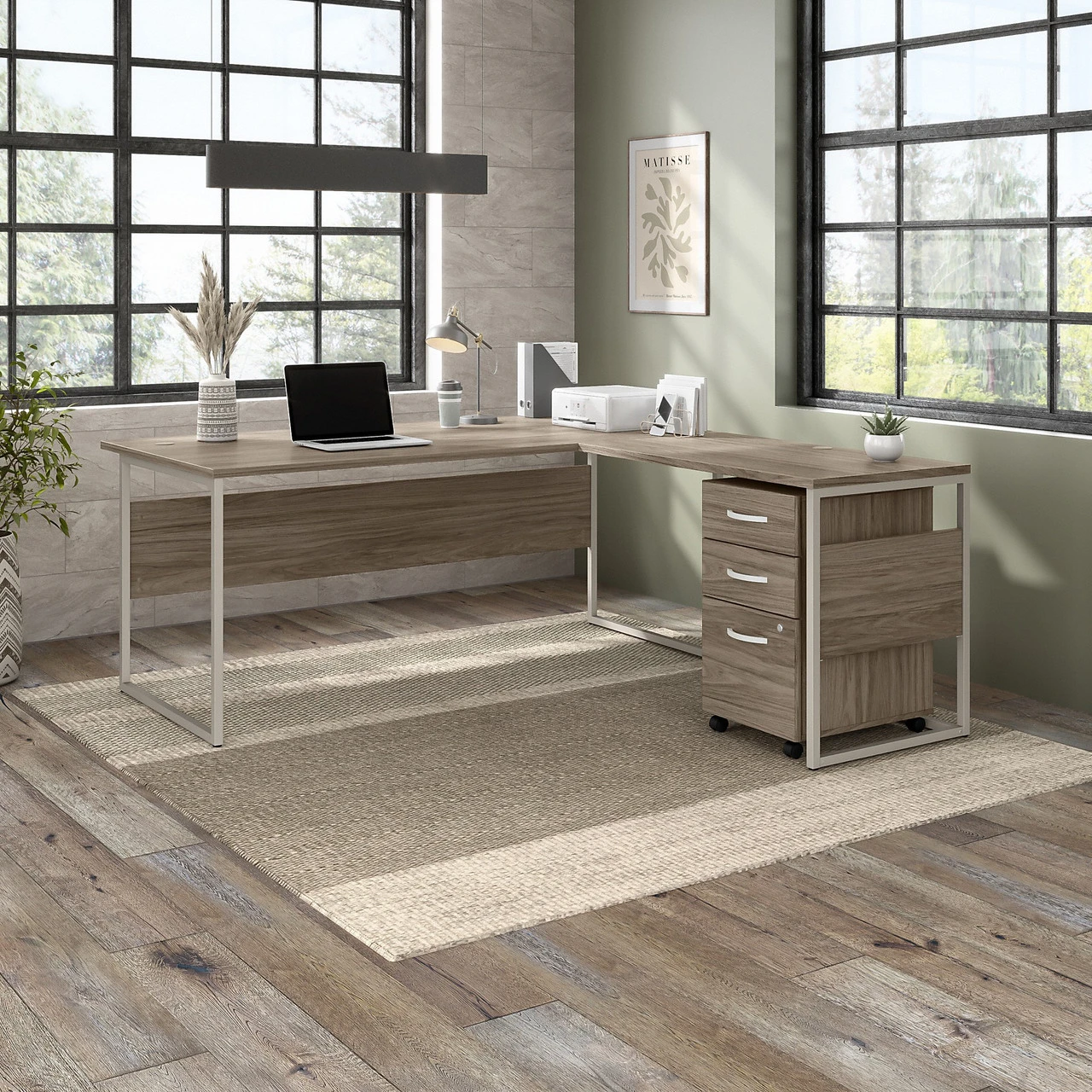 Bush Business Furniture Hybrid 42W X 24D Desk Return/Bridge In Modern Hickory - HYR142MH - Image 3