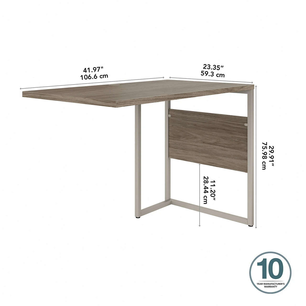 Bush Business Furniture Hybrid 42W X 24D Desk Return/Bridge In Modern Hickory - HYR142MH - Image 2