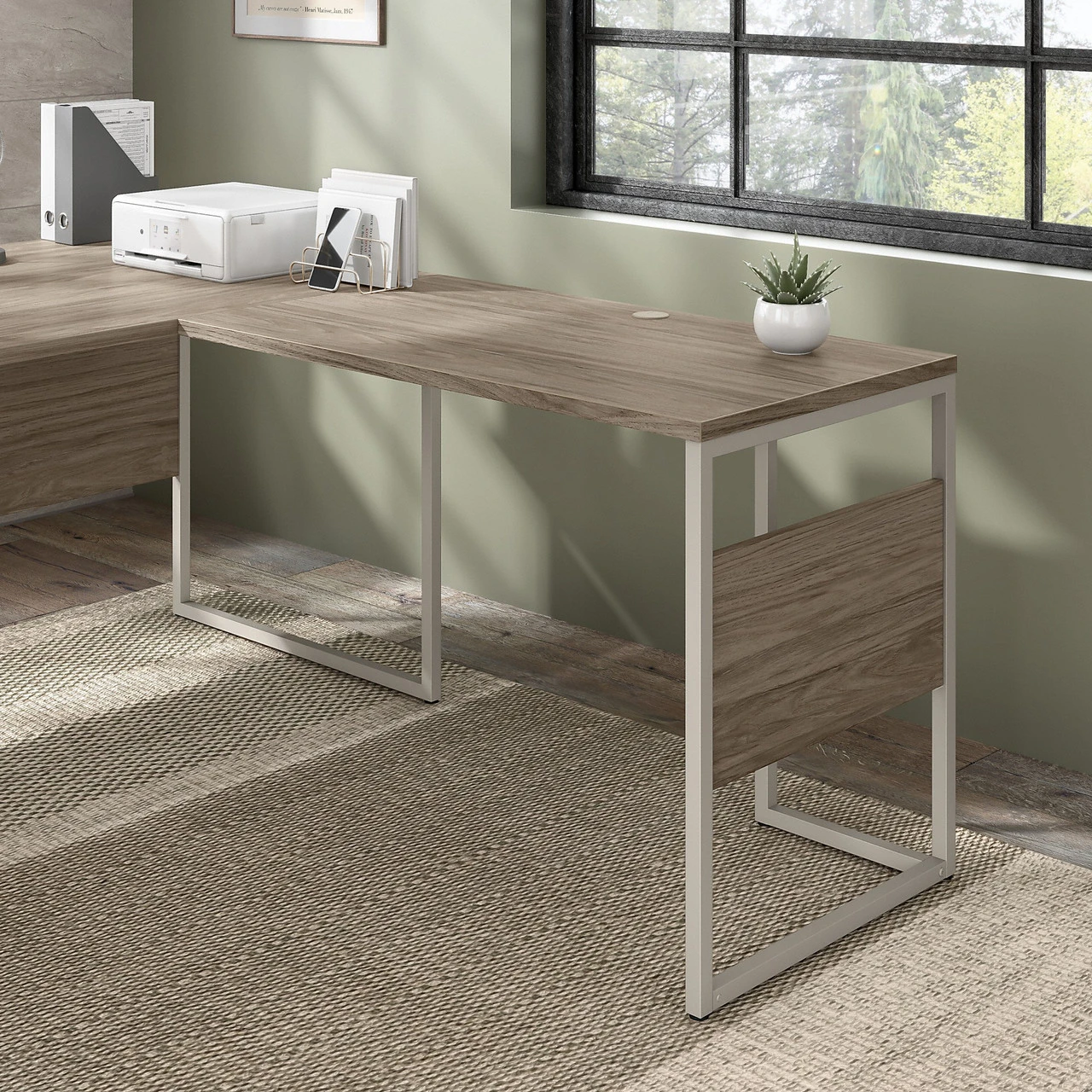 Bush Business Furniture Hybrid 42W X 24D Desk Return/Bridge In Modern Hickory - HYR142MH - Image 4