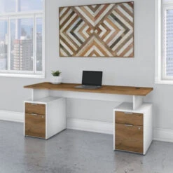 Bush Business Furniture Jamestown 72"W Desk W Drawers - JTN005FWWHSU