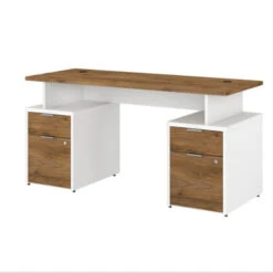 Bush Business Furniture Jamestown 60"W Desk W Drawers - JTN017FWWHSU