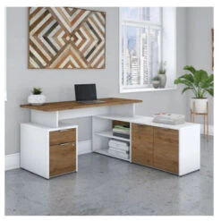 Bush Business Furniture Jamestown 60" L-Shaped Desk Package - JTN021FWWHSU