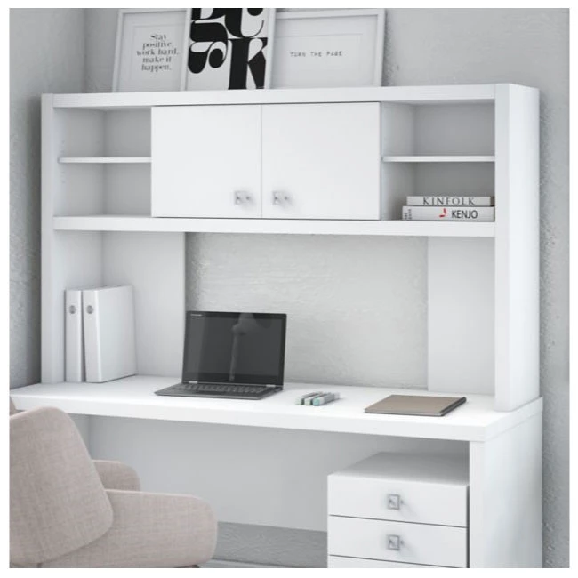 Bush Echo L-Shaped Desk With Hutch And Bookcase -ECH033PW - Image 5