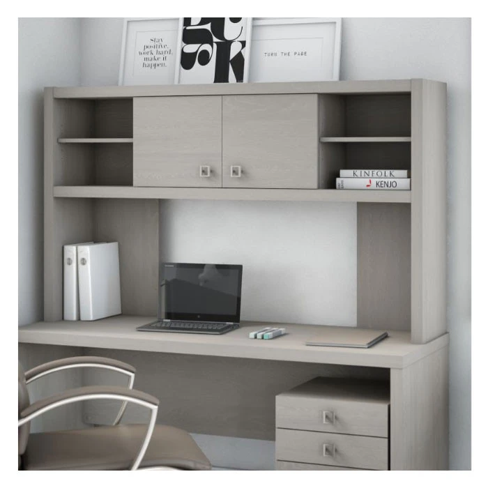 Bush Echo L-Shaped Desk With Hutch And Pedestal File 60" -ECH009GS - Image 6