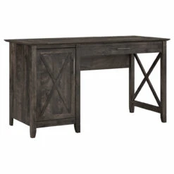 Bush Furniture Key West 54W Computer Desk With Keyboard Tray And Storage In Dark Gray Hickory - KWD154GH-03