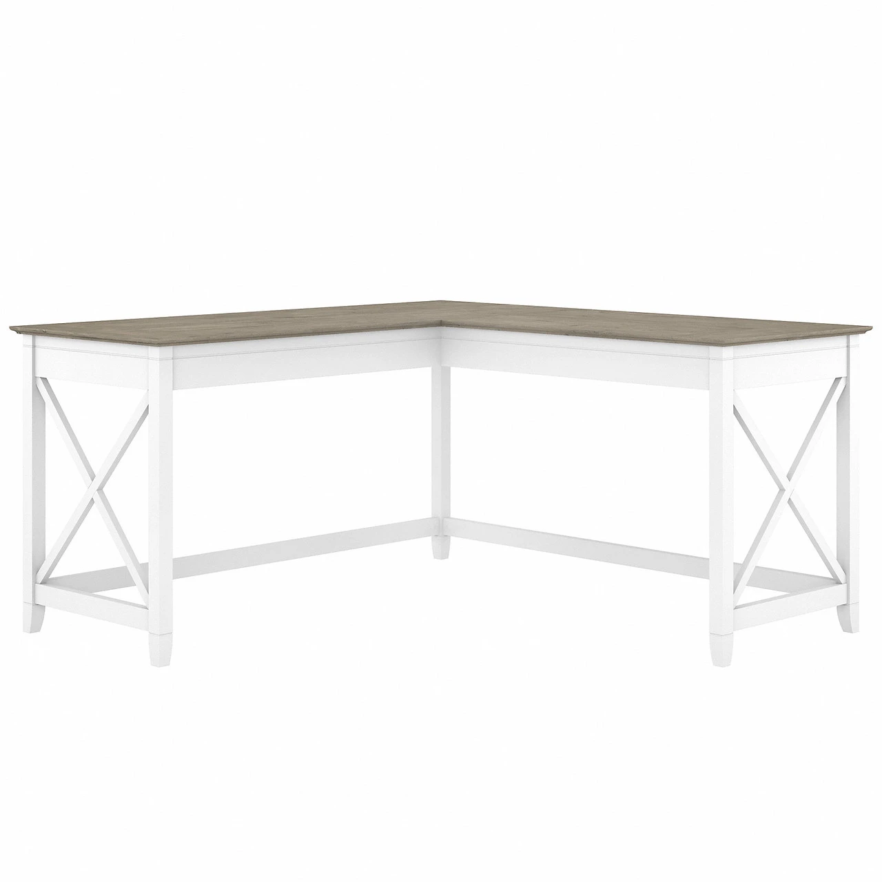 Bush Key West 60W L Shaped Desk Shiplap Gray And Pure White - KWD160G2W-03 - Image 3