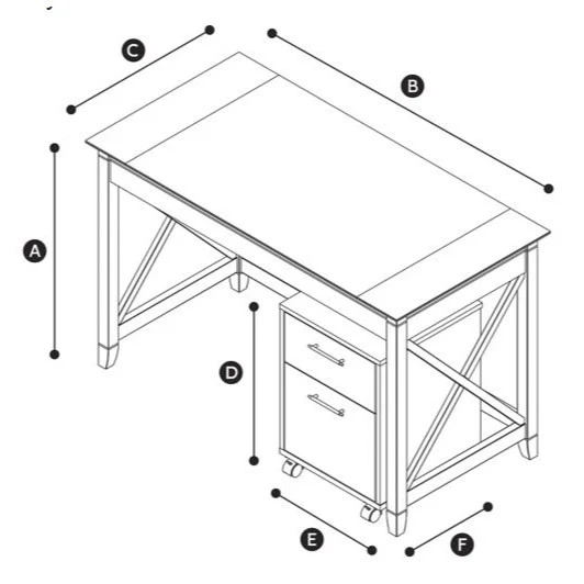 Bush Key West 48W Writing Desk With 2 Drawer Mobile Pedestal - KWS001WG - Image 2