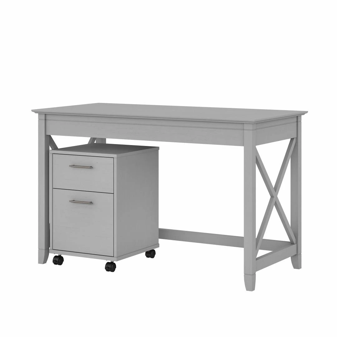 Bush Key West 48W Writing Desk With 2 Drawer Mobile Filing Cabinet Cape Cod Gray - KWS001CG