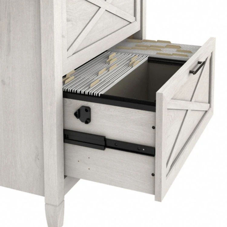 Bush Key West 48W Writing Desk With 2 Drawer Lateral File Cabinet Linen White Oak - KWS003LW - Image 6