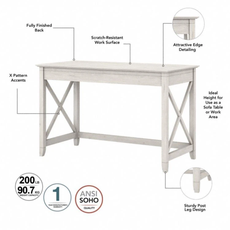 Bush Key West 48W Writing Desk With 2 Drawer Lateral File Cabinet Linen White Oak - KWS003LW - Image 4