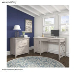 Bush Key West 54W Single Pedestal Desk With Lateral File - KWS008WG