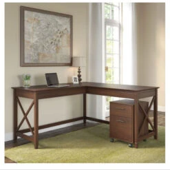 Bush Key West L-Shaped Desk 60" With 2 Drawer Mobile File - KWS013BC