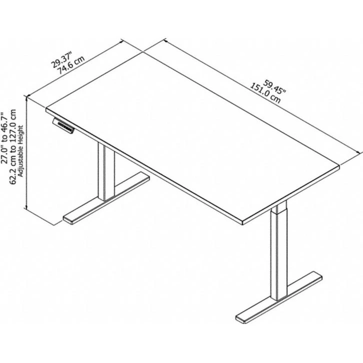 Bush Furniture Move 60 Series 60W X 30D Height Adjustable Table Standing Desk - M6S6030ACBK - Image 4