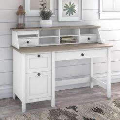 Bush Furniture Mayfield 54W Computer Desk Package Shiplap Gray - MAY003GW2