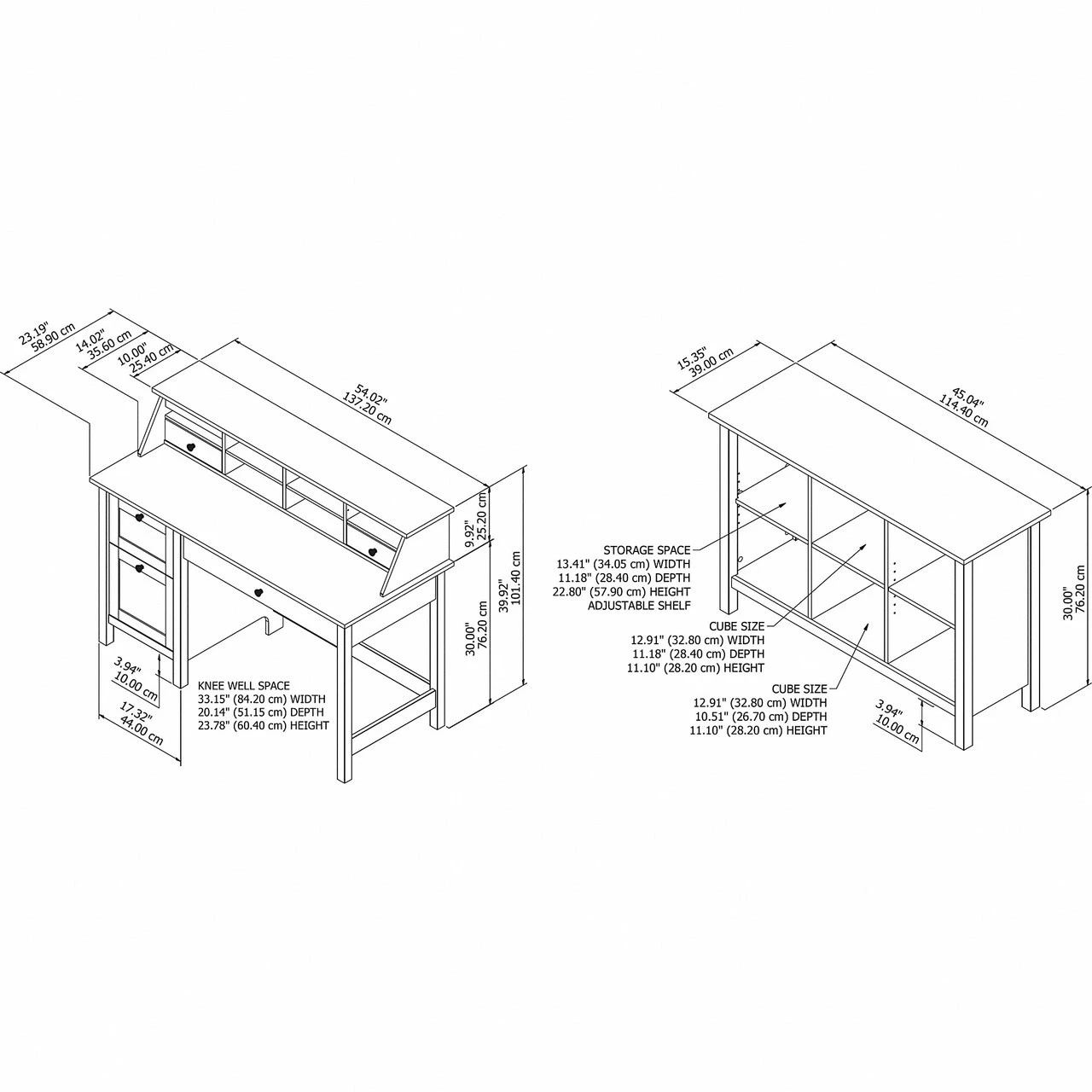 Bush Furniture Mayfield 54W Computer Desk Package With Cube Bookcase Shiplap Gray - MAY004GW2 - Image 2