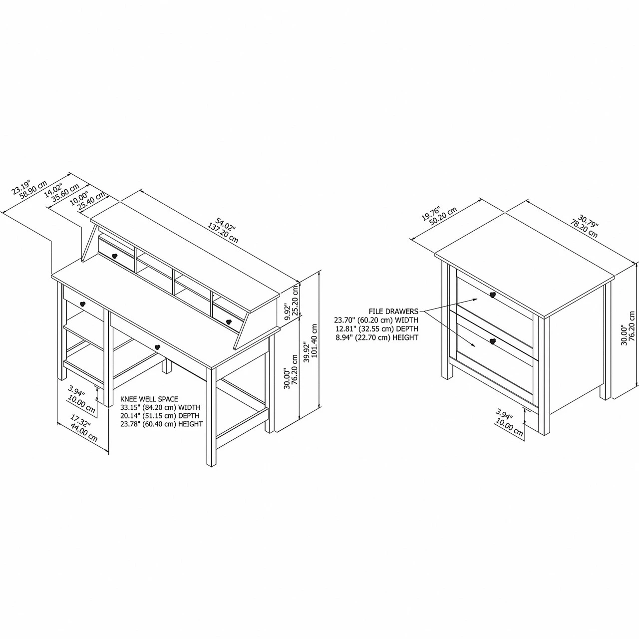 Bush Furniture Mayfield 54W Computer Desk Package With Lateral File Shiplap Gray - MAY005GW2 - Image 2