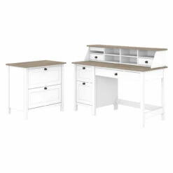 Bush Furniture Mayfield 54W Computer Desk Package Shiplap Gray - MAY008GW2