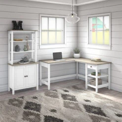 Bush Furniture Mayfield 60W L Shaped Computer Desk Package Shiplap Gray - MAY014GW2