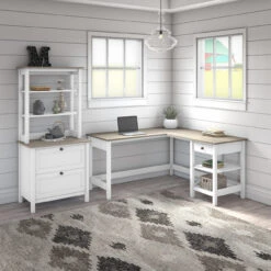 Bush Furniture Mayfield 60W L Shaped Computer Desk Package Shiplap Gray - MAY015GW2