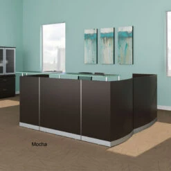 Mayline Medina Reception Station L-Shaped (No Pedestal Files) Mocha - MNRS-RET-LDC