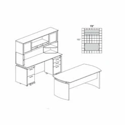 Mayline Medina Executive 72" Desk & Credenza Package Textured Sea Salt - MNT37-TSS
