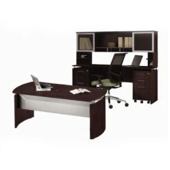 Mayline Medina Executive 72" Desk & Credenza Package Mocha - MNT37-LDC