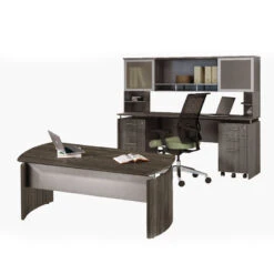 Mayline Medina Executive 72" Desk & Credenza Package Gray Steel - MNT37-LGS