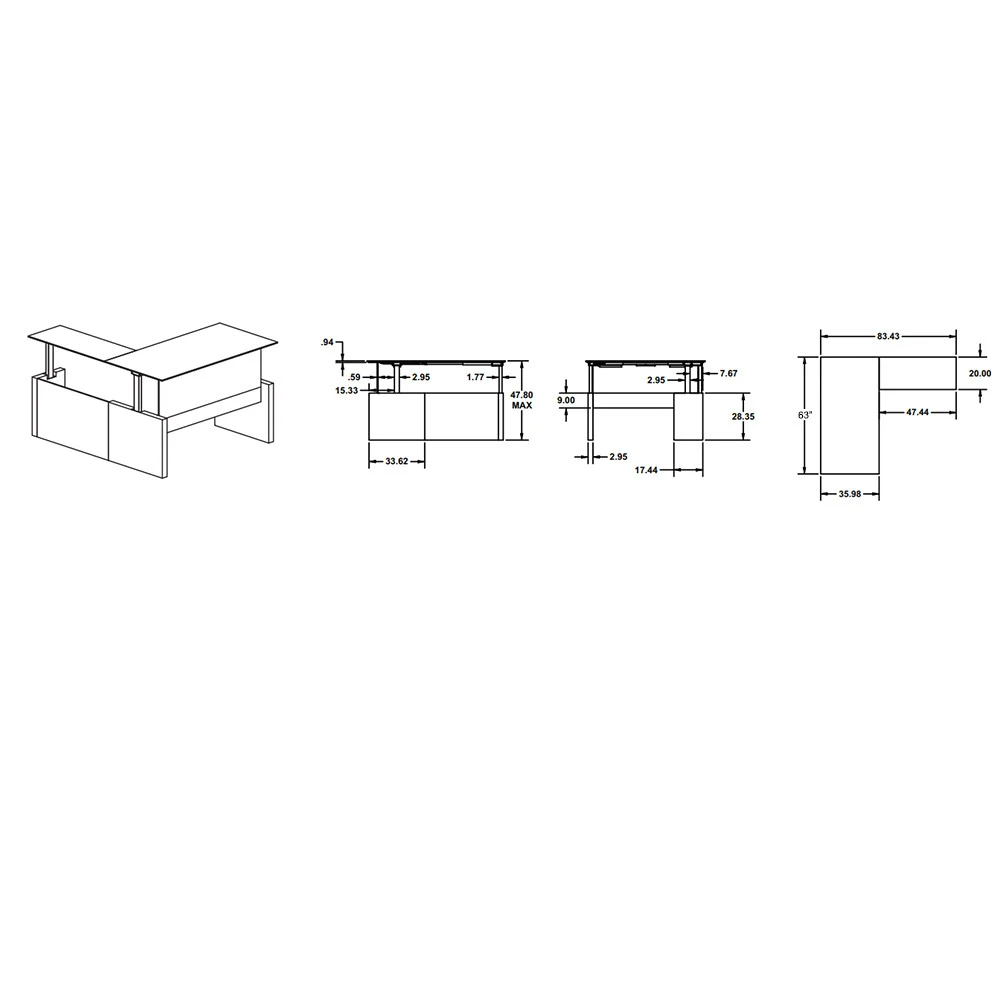 Mayline Medina Height-Adjustable Straight Desk W Return 63" - MNT52H-LDC - Image 2
