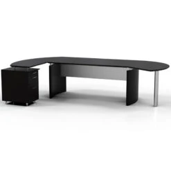 Mayline Medina Executive 72" Desk With Desk Extension, Left Return, And Center Drawer Mocha - MNT5-LDC