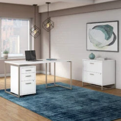 Kathy Ireland By Bush Method Collection 60W Desk With File Storage White - MTH025WHSU