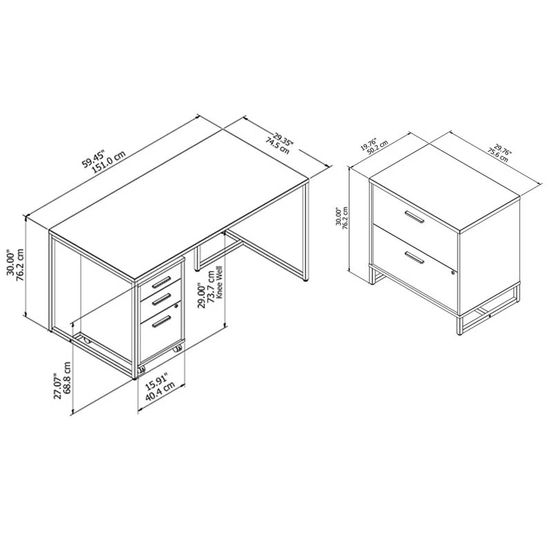 Kathy Ireland By Bush Method Collection 60W Desk With File Storage White - MTH025WHSU - Image 3