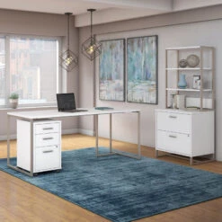 Kathy Ireland By Bush Method Collection 72W Desk With File Storage White - MTH026WHSU